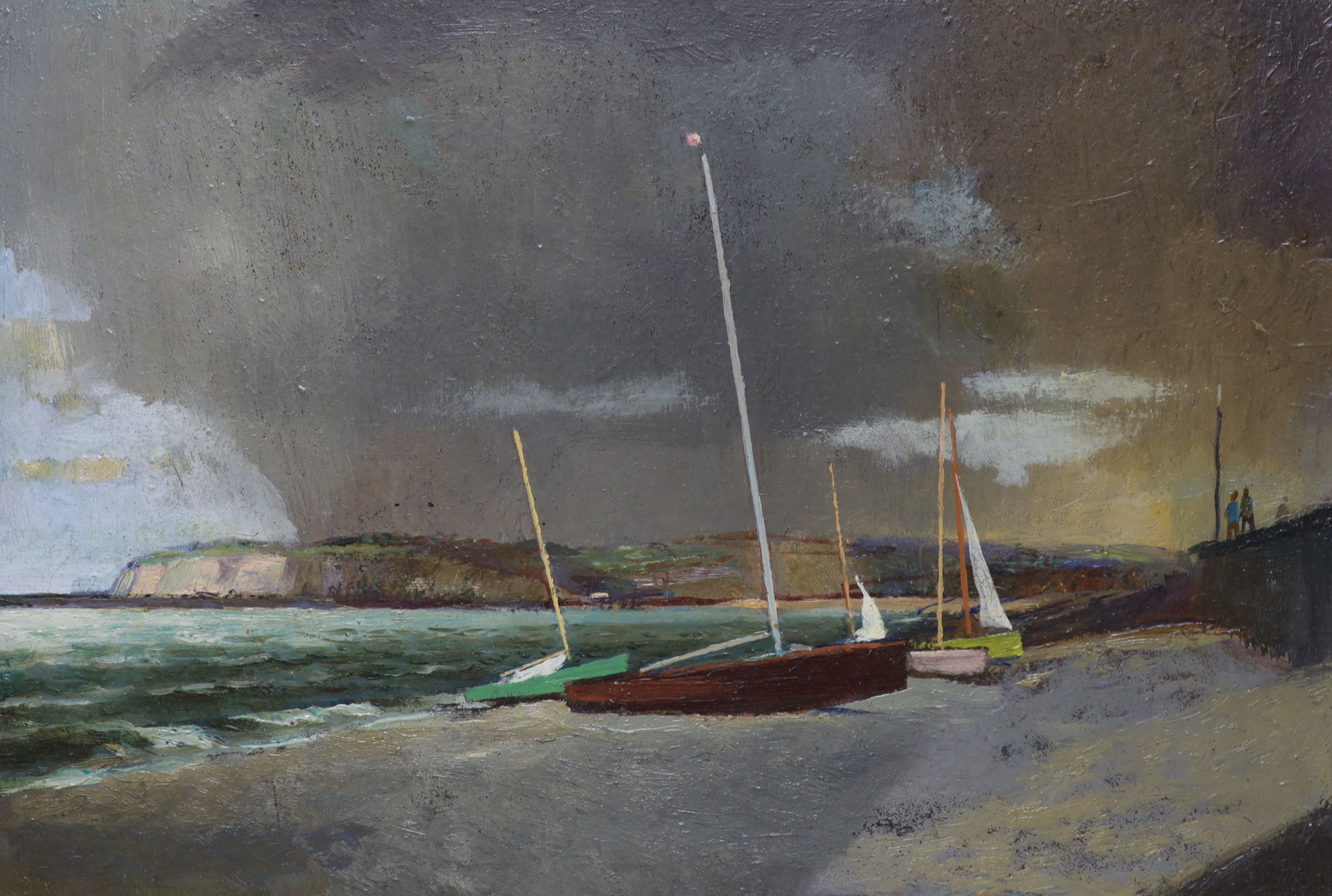 Robert Trenaman Black (1922-2004), oil on board, Buckle Beach, Seaford, inscribed verso, 17 x 25cm